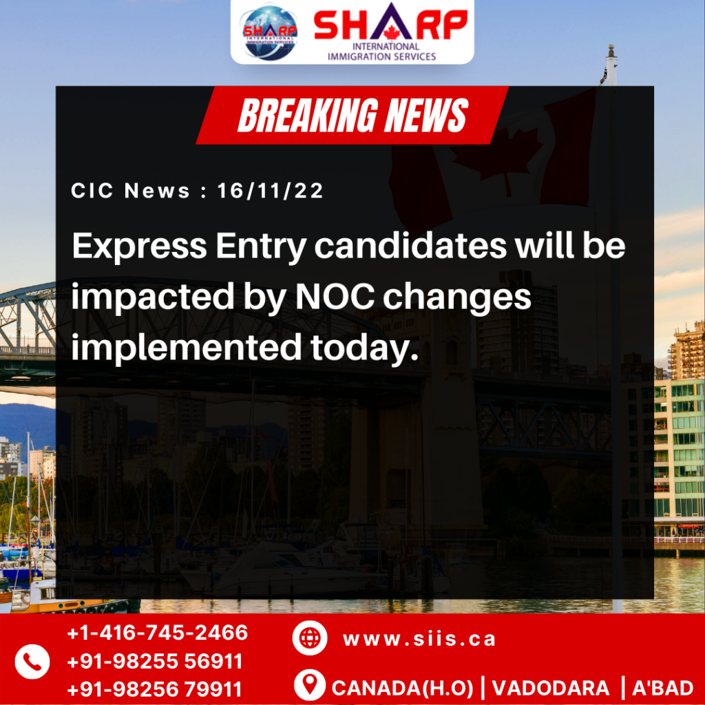 Express Entry candidates will be impacted by NOC changes implemented